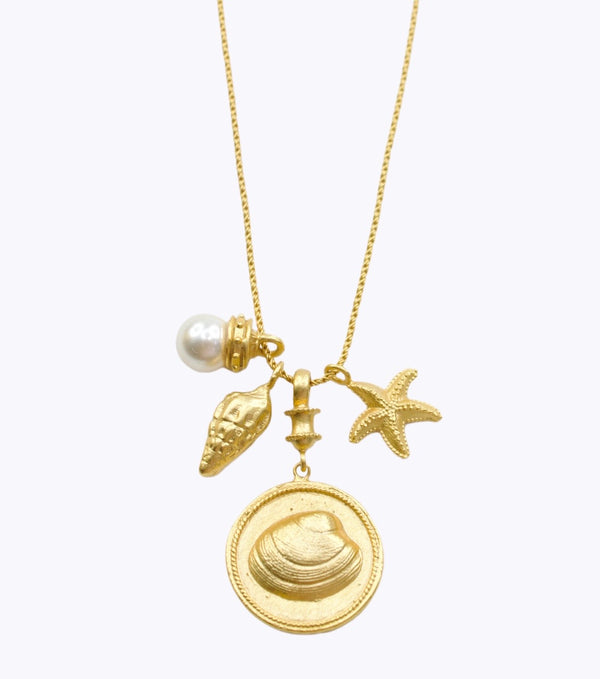 Shell Medallion Long Necklace
